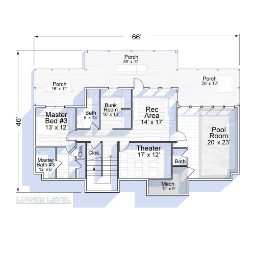 Lower Level Floor Plan - Laughing Pines - EC
