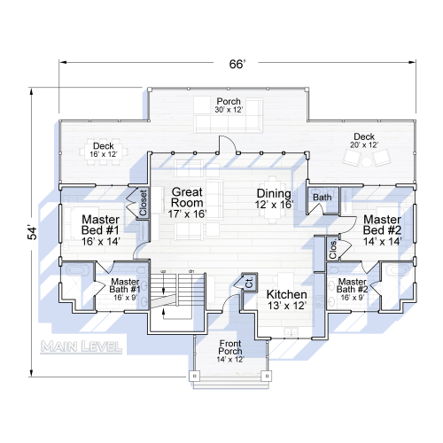 Main Level Floor Plan - Laughing Pines - EC