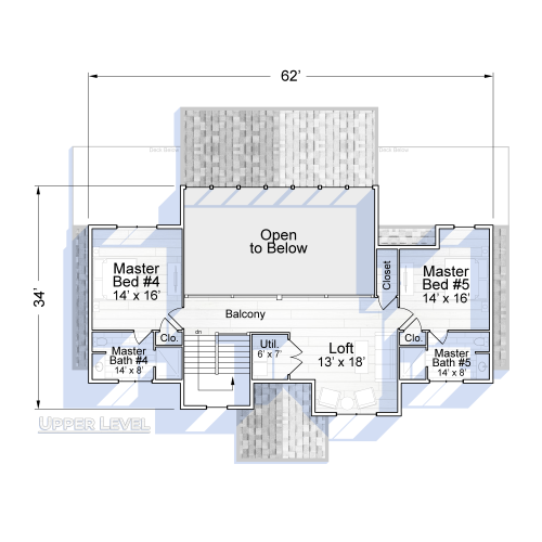 Upper Level Floor Plan - Laughing Pines - EC